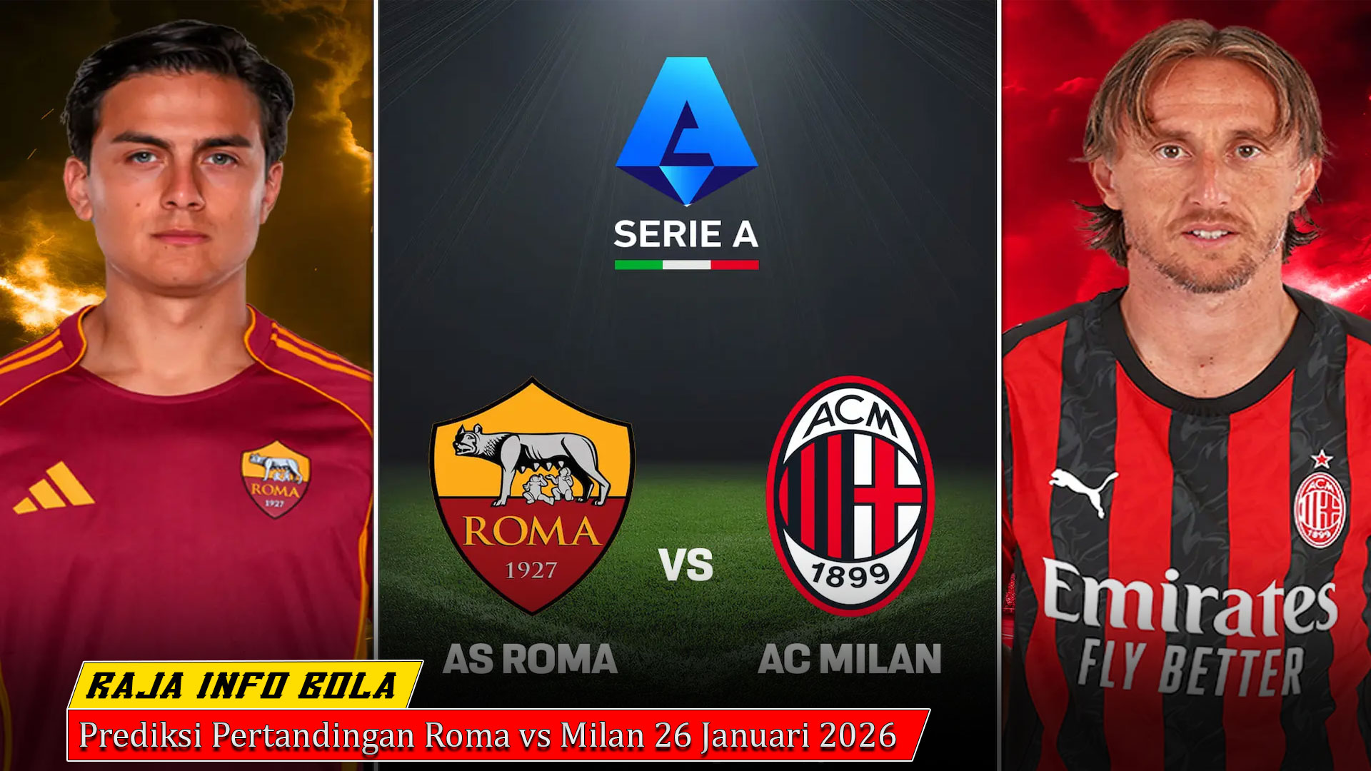 Prediksi Pertandingan Roma vs Milan 26 Januari 2026