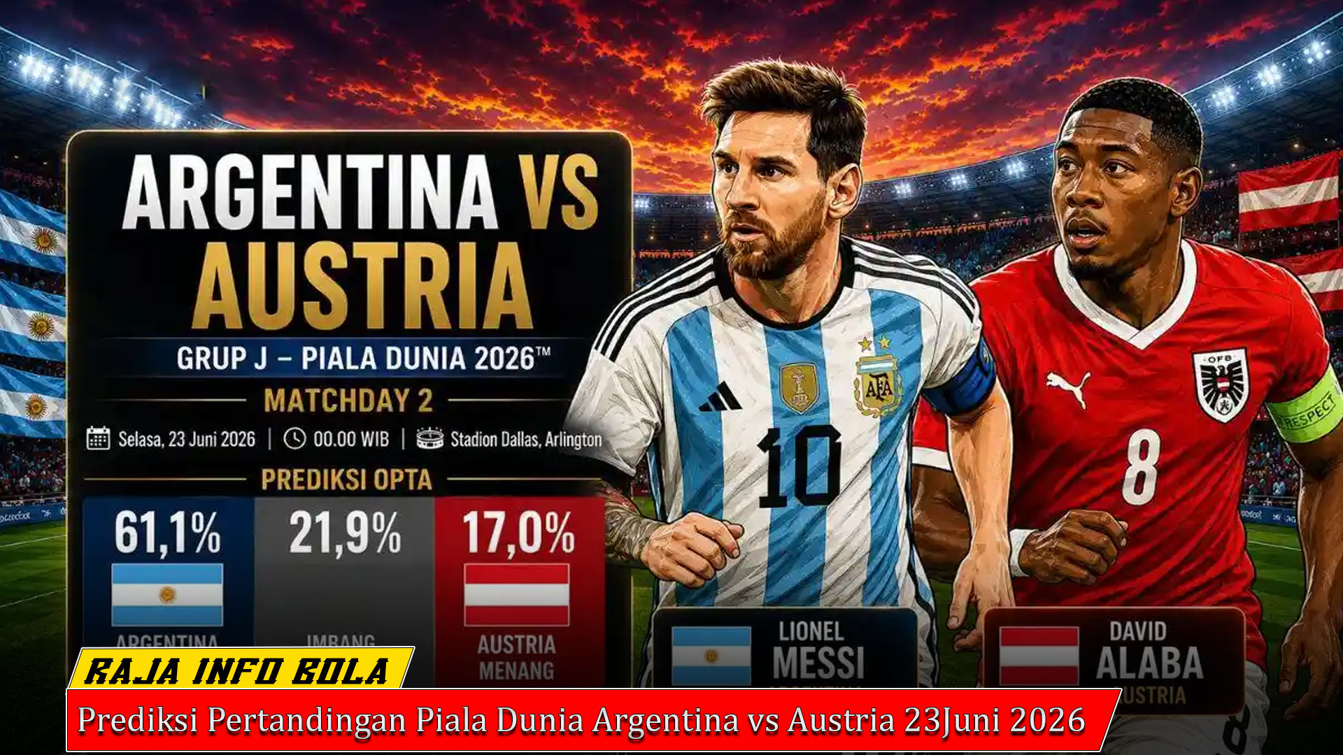 Prediksi Pertandingan Piala Dunia Argentina vs Austria 23Juni 2026